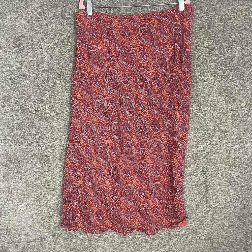 J Jill Maxi Shirt Womens Size M Red Paisley Sun Flow‎
